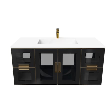 Castello Usa Solaria 48-inch Blue Vanity Set with White Top CB-RO-48BLU-GLD-2066-WH